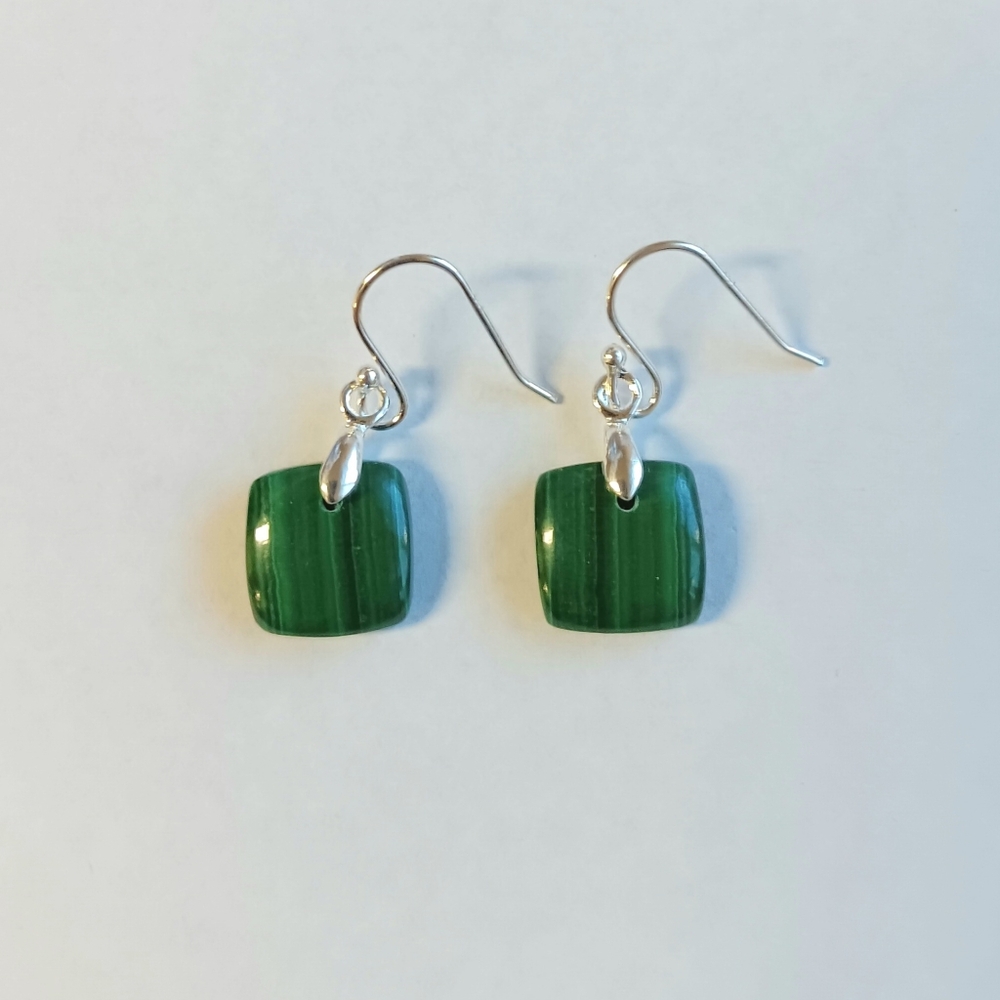 Malachite Gemstone Earrings with 925 Sterling Silver Findings